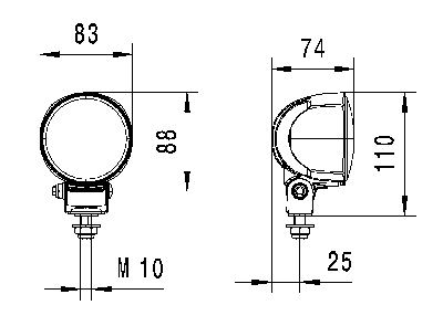 LED Arbeitsscheinwerfer Hella Modul 70 S | 1000 lm, 12 W