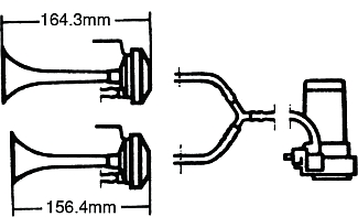 Hella TE16 Twin Tone Horn (12V,400/500Hz,105-118 dB @ 2m), Black