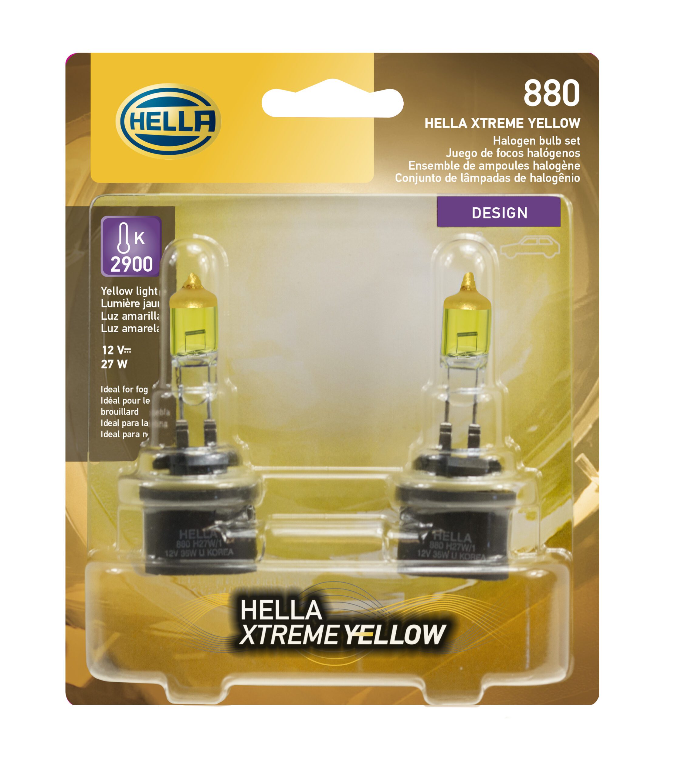 HELLA H4 YL Xtreme Yellow Bulb 12V 60/55W 2 Pack 